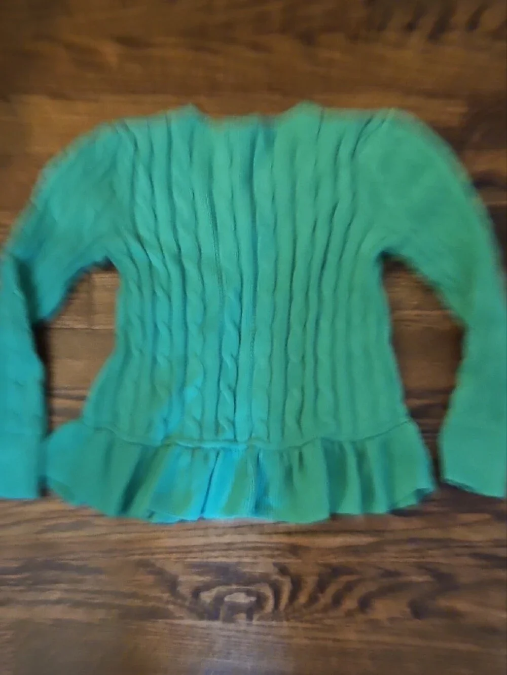 Polo by Ralph Lauren Green Cable-Knit Ruffle Hem Sweater